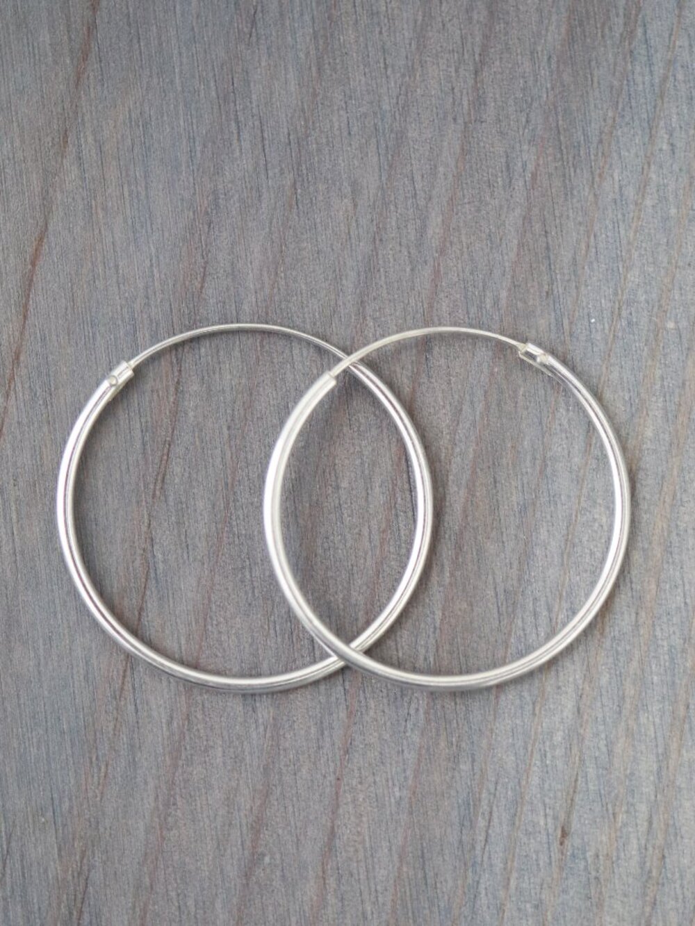 25mm S925 Hoop Earrings Lightweight Continuous Style Sterling Silver Stamped 925